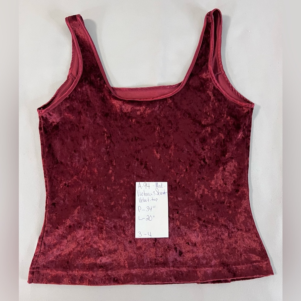 Vintage 90s Red Velvet Tank Cami Top Womens‎ Sz Medium Goth Fairy Grunge Witchy - Picture 9 of 9